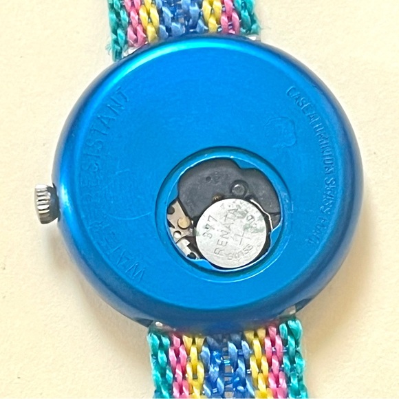 🎉rare!🎉 1980s Flik Flak Swiss water resistant multicolor funky abstract watch - Picture 9 of 16